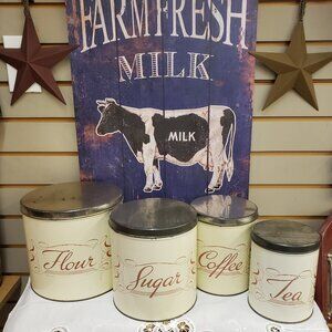 vintage general Steel wares metal tin cannister set 50's style cool set